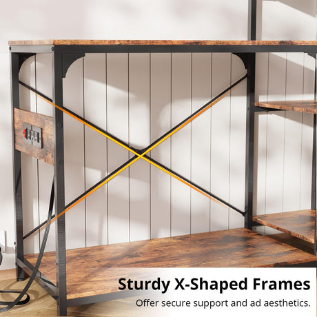 VOWNER 20-29 Gallon Fish Tank Stand with Power Outlet, Wood Aquarium Stand with Shelves for Fish Tank Accessories Storage, Heavy Duty Metal Frame, Turtle Reptile Terrarium Stand, Load 500lb, Brown VOWNER