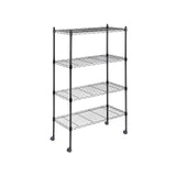Healsmat Heavy Duty 4-Tier Shelving Units Adjustable, Wire Shelf with 800 lbs Capacity (200 per Shelf), 24" D x 14" W x 47 "H, Black, 4 Levels, Storage Shelf with Wheels & Leveling Feet HealSmart