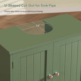 TEENFON Pedestal Sink Storage Cabinet, Under Sink Cabinet with 2 Doors & Storage Shelf, Under Bathroom Organizer for Bathroom, Forest Green TEENFON