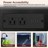 MAHANCRIS 20-40 Gallon Fish Tank Stand, Aquarium Stand with Power Outlet and Storage Cabinet, Heavy Duty Tank Stand Suitable for Turtle Tank, Reptile Terrarium, for Home Office, Black FTHB40E01 MAHANCRIS