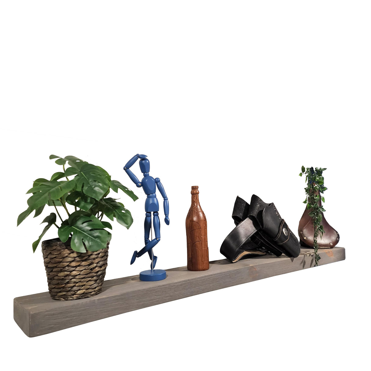 Joel's Antiques - 60 Inch Wooden Floating Shelves for Wall - Made of Natural Wood - Long Heavy Duty Rustic Fireplace Mantel & Book Shelf - Perfect for Living Room - Grey, Gray 60x6x2 in joelsantiques