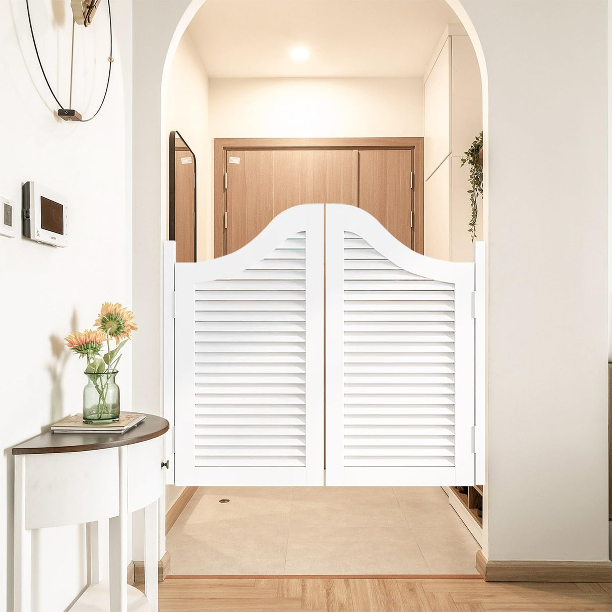 Modern Cafe Swing Doors 32" 33" 34" 35" 36" 37" 38" 39" 40" 45" Wide Solid Wood Saloon Swinging Doors with Hinges and Hardware Dutch Half Door for Kitchen Laundry Room Hallway Partition(White,W 42" x YiMengMao