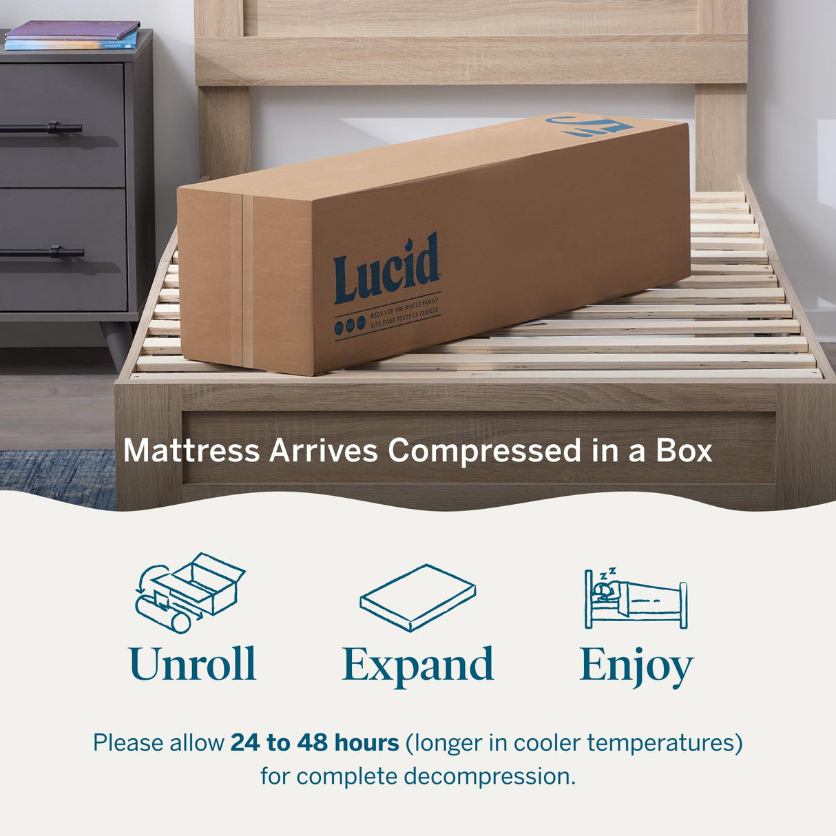 Lucid 5 Inch Memory Foam Mattress – Low Profile - Firm Feel - Infused with Bamboo Charcoal and Gel - Bed in a Box - Temperature Regulating - Breathable - Twin Size LUCID