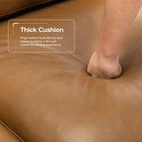 COLAMY 95Inches Oversized PU Leather Sofa for Living Room-Down Filled 3-Seater Modern Sofa with Extra Deep Seats, Wide Arm-Brown COLAMY