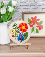 ERKOON Punch Needle Kit Adults Beginners, 2 Pcs DIY Easy Flower Embroidery Set for Starter Art Craft, Needling Punching Project with Patterns, Tools, Yarns, Hoop, Instruction (Safflower) ERKOON