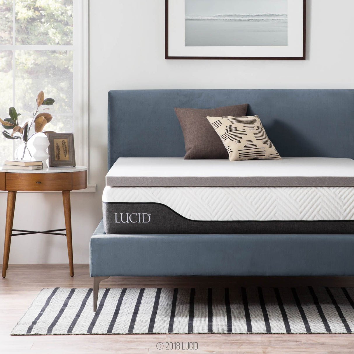 LUCID Bamboo Charcoal Infused Memory, 2 Inch, Hypoallergenic, Cooling Ventilation, CertiPUR-Certified Foam Mattress Topper, Twin XL LUCID