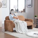 DUOMAY Cute Chenille Loveseat Sofa, Modern 55" Wide Seat Couch Minimalist Style Comfy Deep Seat Sofa for 2-3 Seater for Living Room Apartment, Brown DUOMAY