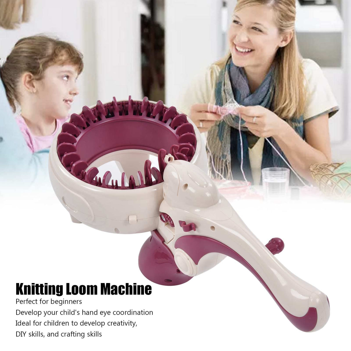 FECAMOS Loom Knitting Machine, Sturdy Round Knitting Machine Knitting Sewing Machine Hand Knitting Machine Portable for Bag FECAMOS