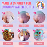 JMMICO Decorate Your Own Water Bottle Kits for Girls Age 4-6-8-10 (Stainless Steel),Unicorn Crafts Gifts,Foil Arts and Crafts Gifts for Girls Birthday Christmas JMMICO