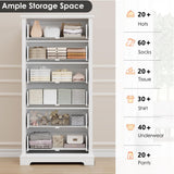 HOSTACK White Dresser for Bedroom, 52" Tall Dresser, Vertical 6 Drawer Dresser, Modern Farmhouse Chest of Drawers, Wood Closet Dresser Storage Dresser Chest for Living Room, Hallway, Entryway HOSTACK