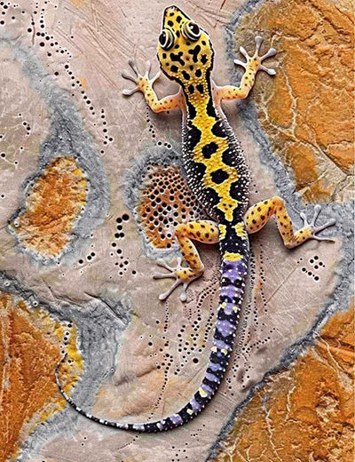 MaiYiYi Lizard Diamond Painting by Numbers, 5D Full Round Diamond Painting Reptile Stitch Diamond Painting, Animal Diamond Art for Beginners Adult Home Wall Art Decor (30X40 CM)