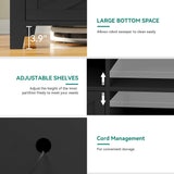 YITAHOME 70 Inch Farmhouse TV Stand, LED Light Entertainment Center Accommodates TVs up to 80 Inches, Media TV Console with Storage Compartments and Customizable Divider for Living Room (Black) YITAHOME