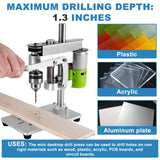 MXBAOHENG Mini Desktop Drill Press 7-speed Micro Drill Press with Work Light for Wood, Crafts and Jewelry Making, Small Table Drilling Machine 795 Motor B10 Chuck, with Belt and Motor Protective Cover MXBAOHENG