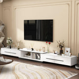 FAMAPY Modern TV Console Extendable Media Console, Adjustable Length, Contemporary Entertainment Center with Drawers and Legs, for Living Room White and Black (95”-133.9”W x 15.2”D x 13.1”H) FAMAPY