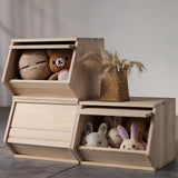 unununu Wooden Storage Small Toy Box with Lid,Stackable Solid Wood Organizer Chest,Entryway Storage Bin,Clothes Storage,Nightstand.for Bedroom,Playroom,Living Room.Side Flip-door,Top can Hold 300lbs unununu