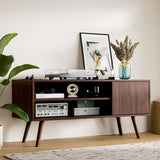 Cozy Castle TV Stand for 48 Inch TV, Mid Century Modern Entertainment Center with Storage Cabinet, TV Media Console for Living Room, Bedroom, Dark Brown Cozy Castle