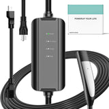 Aiskooc 16Amp Level 2 EV Charger, NEMA 6-20 & 5-15 Plug, 110V Mobile Charger, 25ft Extension Cord, Portable EV Charger for Tesla Models 3/Y/S/X Aiskooc
