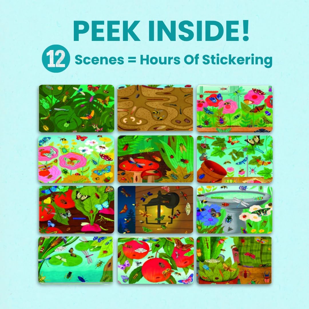 Cupkin Hello Bugs Sticker Book Activity for Kids, Toddler Airplane Travel Essentials, 500+ Bugs Stickers for Kids + 12 Scenes + 12 Coloring Book Pages, Bug Lover Gift, Children's Crafts Ages 2-8 CUPKIN