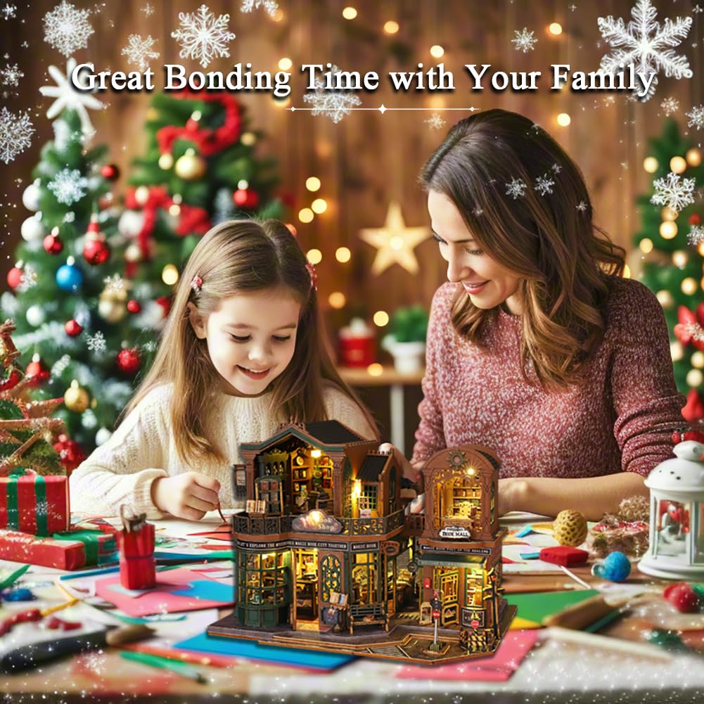 RHZN Miniature House Kit, Dollhouse Kit, Miniature Kit, DIY Mini House Building Kit for Adult, Book Shop RHZN