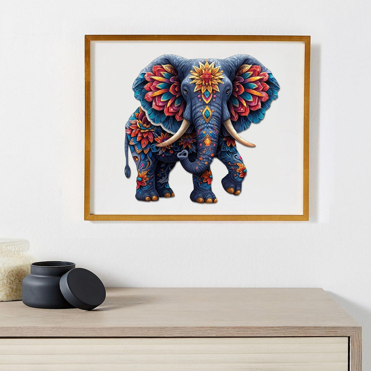delobil Elephant Wooden Puzzles for Adults, Jigsaw Puzzles 500 Pieces, Unique Shape Puzzles with Wooden Box, 16.7" x 16.1" Royal Size Family Game Gift, Fun Challenging Puzzles for Adults and Kids delobil