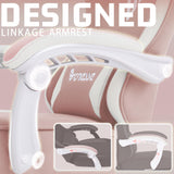 Vonesse Gaming Chair, Computer Chair Fabric with Pocket Spring Cushion, Office Chair with Footrest and Massage Lumbar Support, Reclining Gaming Chairs for Adults 250LBS (Pink) Vonesse