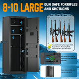8-10 Long Gun Safe for Rifles and Pistols with Digtal Keypad, Quick Access Rifle Safe with Dual Alarm and Mute Mode, Gun Cabinets for Rifles and Shotguns with 2 Removable Shleves, Easy Assemble Yiosotne