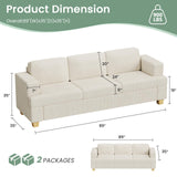 2 Pieces Corduroy Couch Set for Living Room, 5 Seats Cloud Sofa, Deep Seat Floor Couch for Bedroom, Futon Modern Sofa Bed, White Corduroy YOUDENOVA