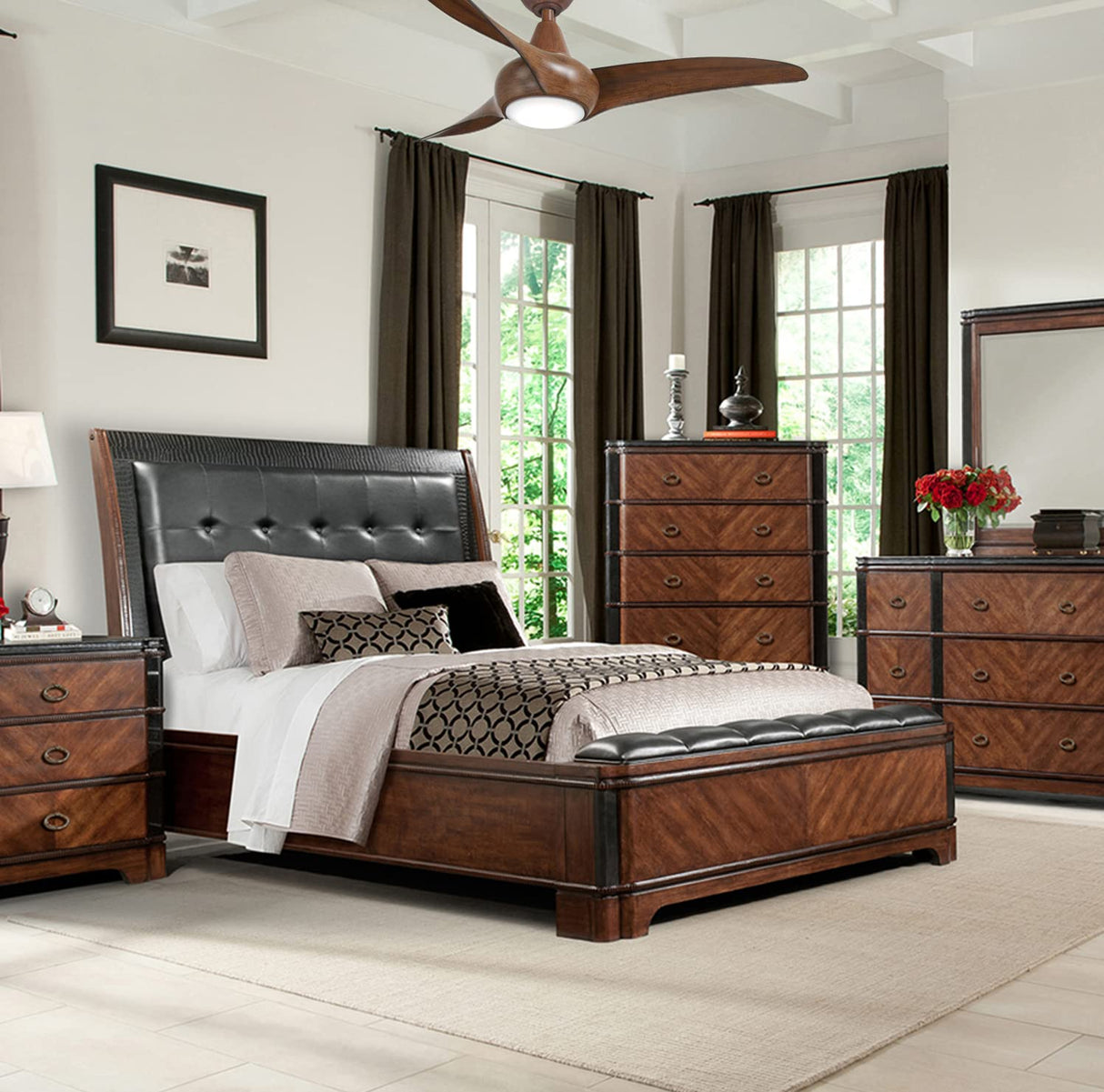 MINKA-AIRE F845-DK Light Wave LED 44" Distressed Koa Low Profile Ceiling Fan with Light, Remote Control and 3.5 Inch Downrod MINKA-AIRE