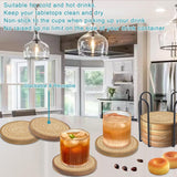 Eykao Wood Coasters for Drinks, Absorbent Coaster Sets of 8, Woven Drink Coasters for Coffee Table, Housewarming Gift for Farmhouse Home Decor,4.3 inches Brown Eykao