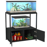 VANVERB Fish Tank Stand for 20-29 Gallon Aquarium, Heavy Duty Metal Wood Aquarium Stand with Cabinet Accessories Storage, Black VANVERB