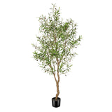 FEELEAD 7ft Faux Olive Tree - Fake Potted Olive Silk Tree with Planter Natural Olive Branches and Realistic Leaves Artificial Tree for Home House Office Decor Indoor FEELEAD