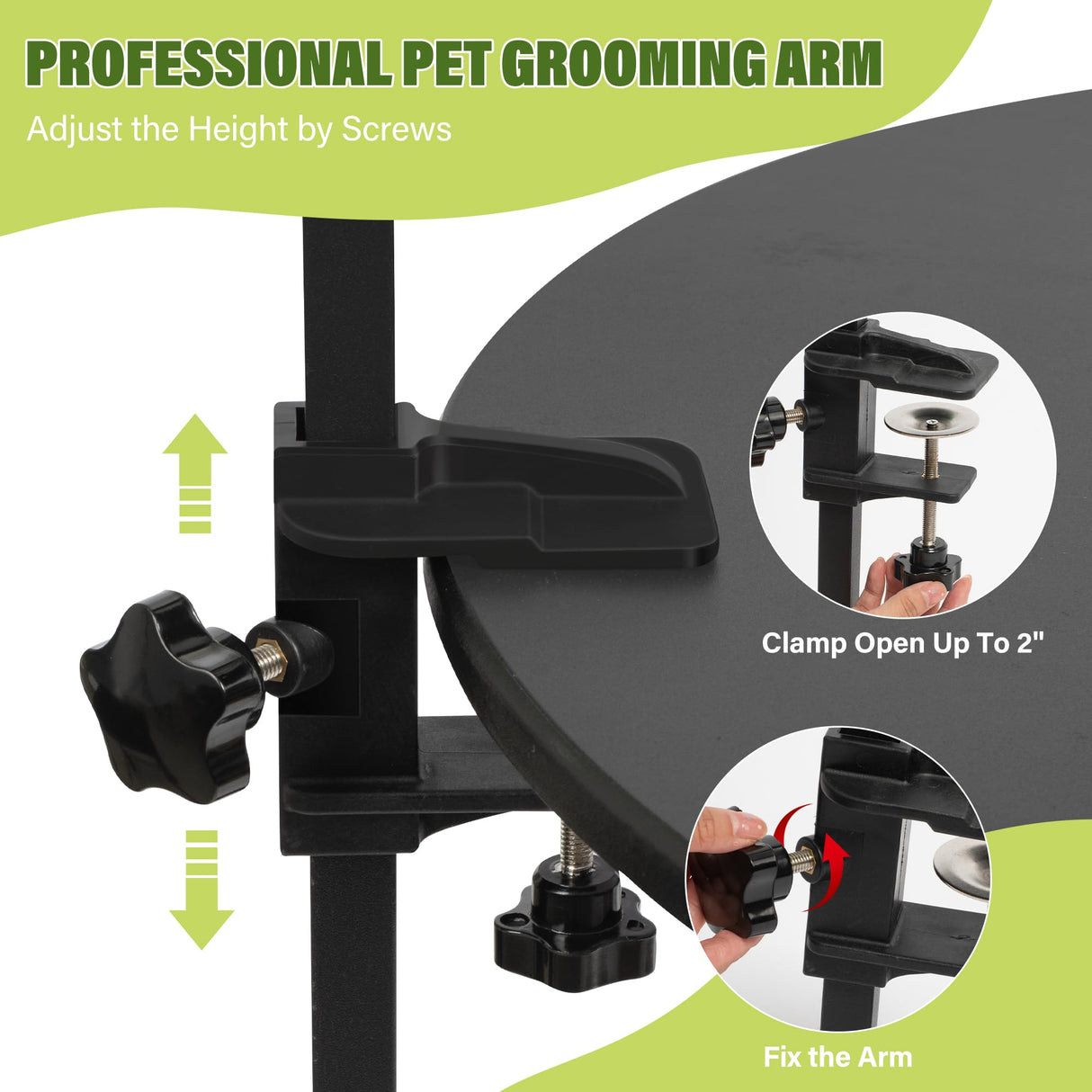 Dog Grooming Arm with Pet Grooming Hammock, getlstub 35" Pet Grooming Table Arm with Adjustable No Sit Haunch Holders, Dog Grooming Stand with Loop Noose for Small and Medium Pets getlstub