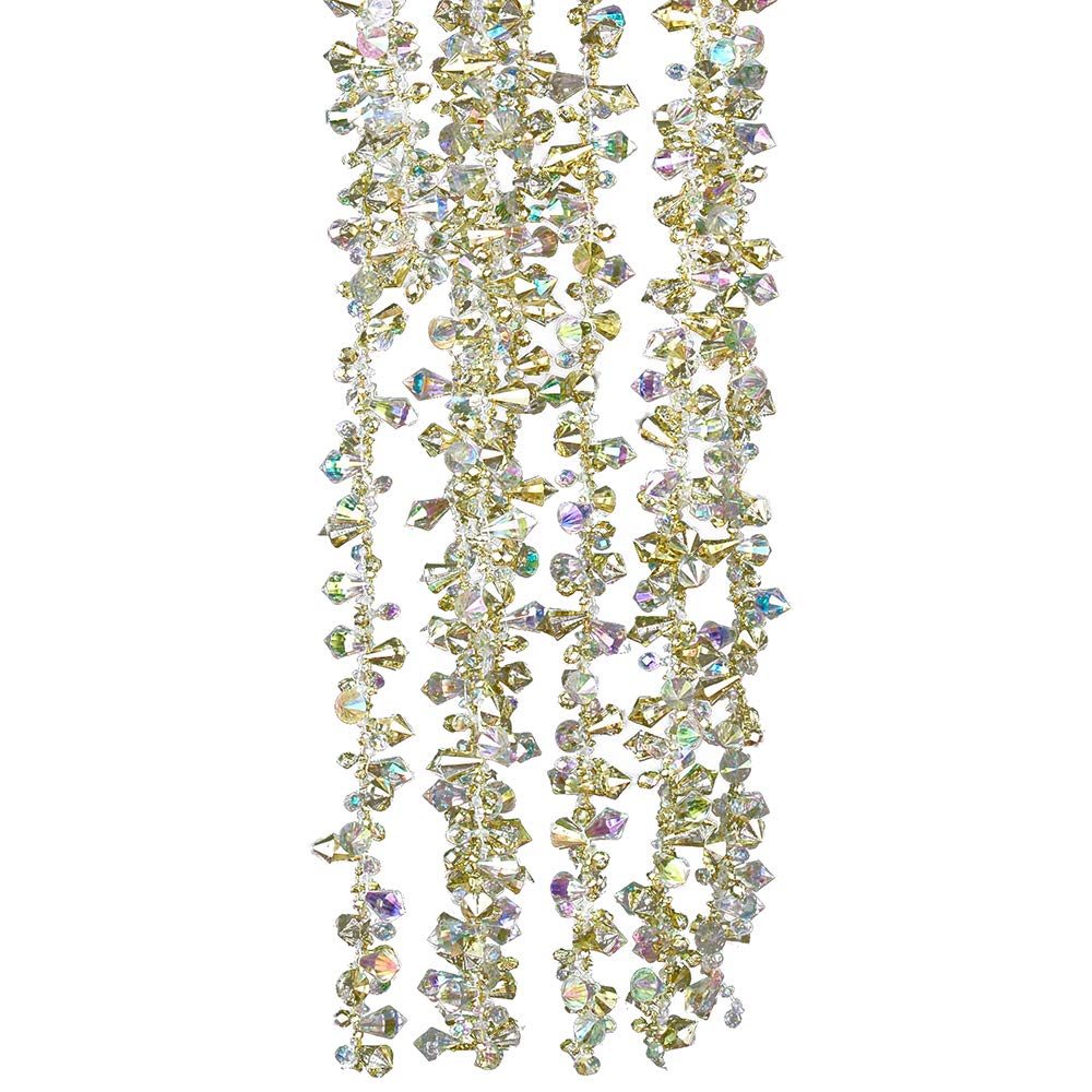 Kurt Adler H2086GO Gold And Irridescent Bead Christmas Tree Garland (9 Feet)