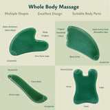 Rena Chris Guasha Massage Tool, 4 Pcs Gua Sha Facial Tool, Guasha Board for SPA Acupuncture Therapy Trigger Point Treatment, Gua Sha Scraping Massage Tool（Green） Rena Chris