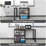 Natwind Large Printer Stand with Storage Shelves,Extendable Home Craft Table,Home Office Organization Desk, Versatile Table for Home Office, Kitchen, Study Room, Living Room (Retro) Natwind