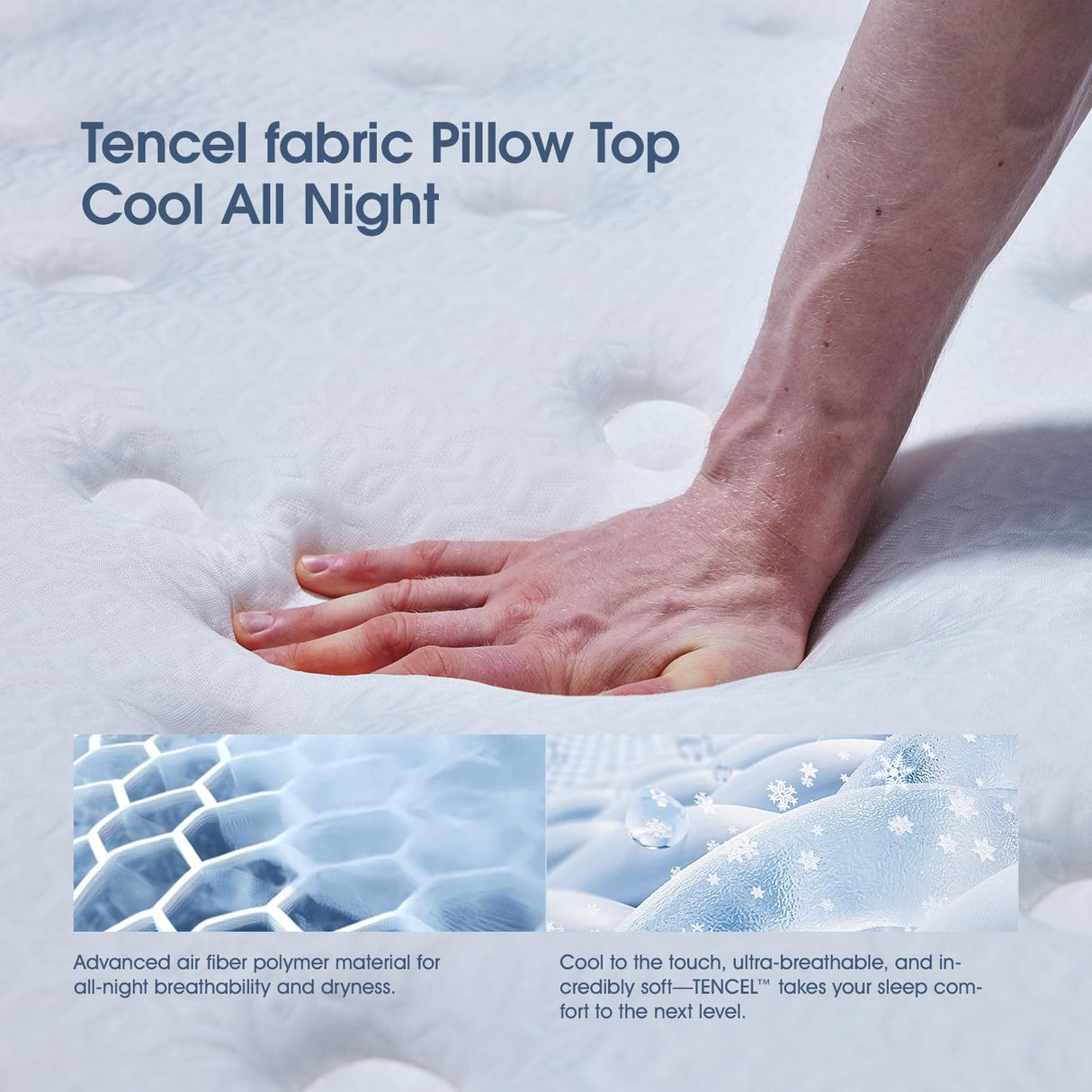 INCEPDREAM 14 Inch Queen Size Luxury Hybrid Mattress with Pillow Top, Latex and Memory Foam, Cooling Tencel Fabric, Dual-Layer Pocket Coils for Pressure Relief and Support, CertiPUR-US Certified INCEPDREAM