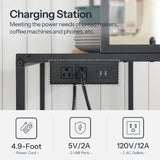 HOOBRO Bakers Rack with Storage Cabinet, 5-Tier Coffee Bar with Power Outlet and LED Lights, Industrial Microwave Oven Stand with Shelves, Kitchen Storage Shelf with Cabinet, Black BB13UDHB01 HOOBRO