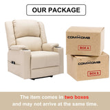 COMHOMA Power Lift Recliner for Elderly,Lift Chair with Heat and Massage,PU Recliner Sofa with Timing Function 2 Side Pockets,Cup Holders and Infinite Position for Living Room (White) COMHOMA