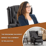 Oprisen Push Back Recliner Mid-Century Modern Accent Chair Single Reading Chair Faux Leather Arm Chair for Living Room w/Heat Massage/Side Pockets (Brown*1, 1 PC) Oprisen