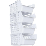Skywin TidyFriend Stackable Storage Bins for Pantry, 4 Pack Stackable Bins For Organizing Food, Kitchen, and Bathroom Essentials (White) Skywin