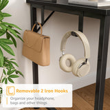 DLISITING Computer Desk with Hutch & Drawers - Office Study Writing 47 Inch Desk with 3 Drawers Storage Power Outlets, Modern Desk for Bedroom Home Office Black DLISITING