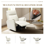 COLAMY Faux Leather Swivel Recliner Chair with Footrest, High Back with Double-Layer Cushion, Glider Recliner for Nursery & Living Room, Bedroom, Beige COLAMY