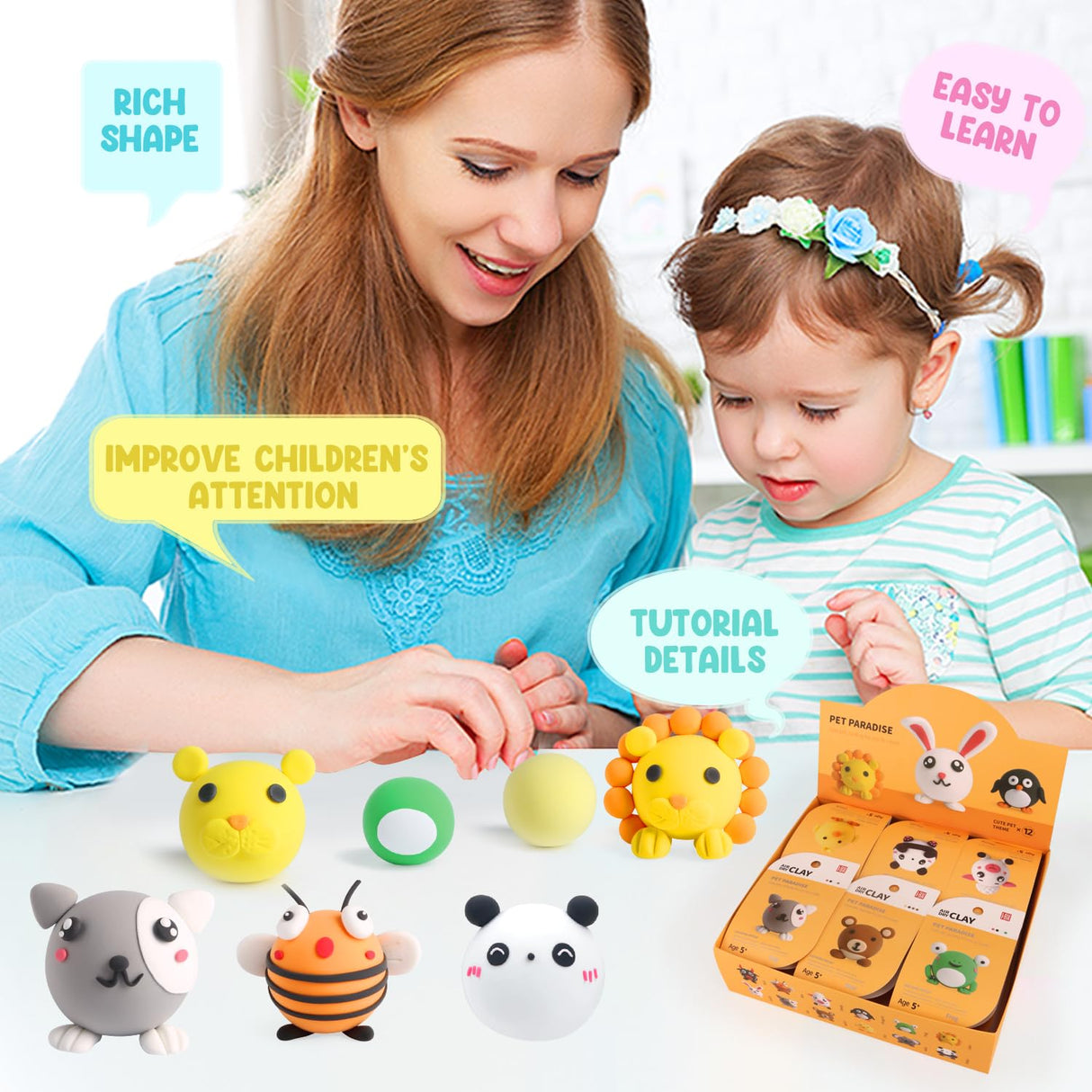 LOUFOR Air Dry Clay Kits - Modeling Clay for Kids, Ultra Light & Soft, Safe & Non-Toxic, DIY Air Dry Clays Kit with Sculpting Tools and Tutorials, Creatible Art Crafts Toys Gifts for Boys Girls LOUFOR