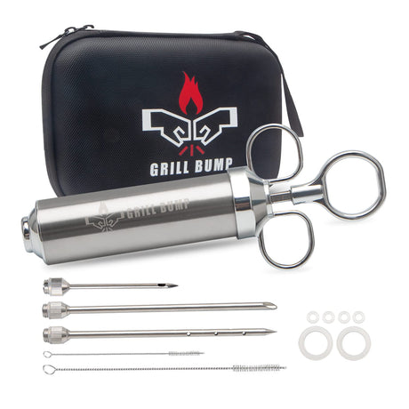 Grill Bump Meat Injector Syringe Kit for Smoker with 3 Flavor Food Injector Syringe Meat Needles, Injection Marinades Brine for Meat, Turkey; 2-oz, Including Paper and E-Book (PDF) User Manual GRILL BUMP