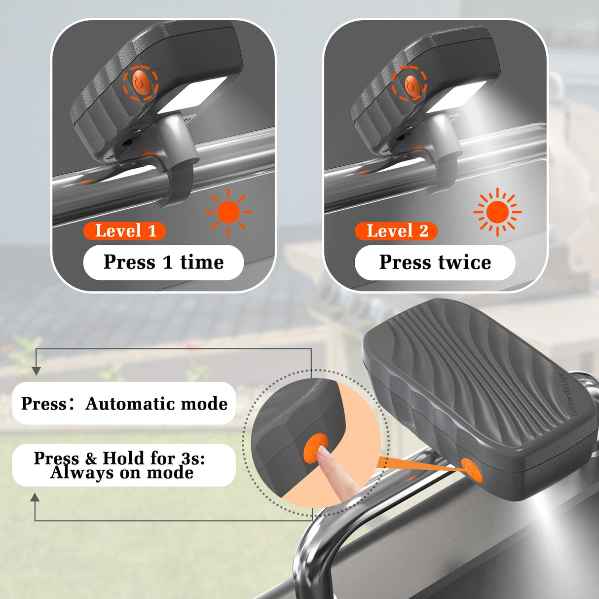 Grill Light Designed for Blackstone Griddle & Weber Grill, Valentines Day Gifts for Him, Automatic On/Off BBQ Light, Blackstone Griddle Accessories, LED Grill Lights for Outdoor Grill, Gray OATISLIFE