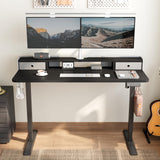 TRALT Electric Standing Desk 48 Inch Height with 2 Drawers-Adjustable Height Desk with Storage Shelf - Sit Stand Up Workstation (Black, 48X24 Inches) TRALT