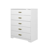 Panana Dresser for Bedroom with 4/5 Drawers, Wooden Chest of Drawers, Storage Organizer Unit Dressers for Bedroom, Living Room, Hallway, Nursery (White, 5 Drawer) Panana