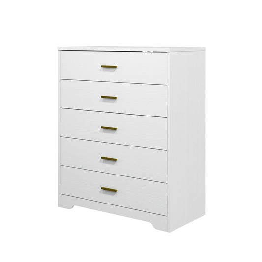 Panana Dresser for Bedroom with 4/5 Drawers, Wooden Chest of Drawers, Storage Organizer Unit Dressers for Bedroom, Living Room, Hallway, Nursery (White, 5 Drawer) - WoodArtSupply