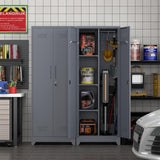 GEDELITE Metal Garage Storage Cabinets - 65" Broom Closet Storage Cabinet with Doors and Shelves,Utility Cleaning Supply Cabinet for Garage,Laundry,Office,Home (Gray, 65" H) GEDELITE