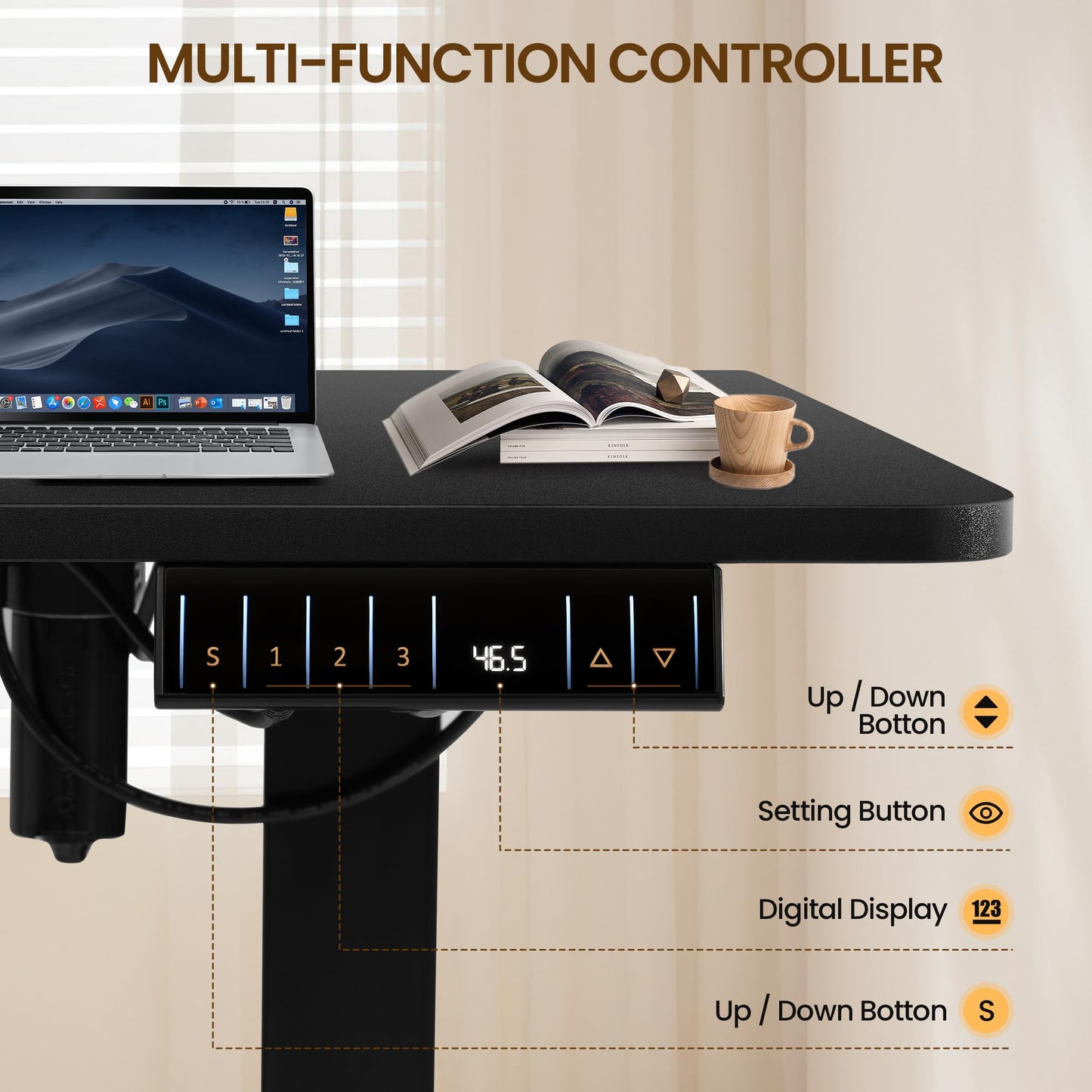 L Shaped Standing Desk Adjustable Height, Dual Motor Corner Electric Standing Desk, 63 x 55 inch Home Computer Office Desk with 3 Memory Preset Controller, Sit Stand Gaming Computer Desk, Bla - WoodArtSupply